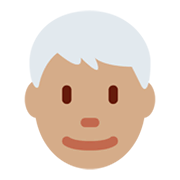👨🏽‍🦳 Emoji Mann: mittlere Hautfarbe, weißes Haar Twitter Twemoji 13.0.1.