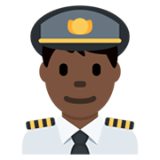 Emoji 👨🏿‍✈️ Pilota Uomo: Carnagione Scura su Twitter Twemoji 13.0.1.