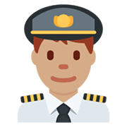 👨🏽‍✈️ Emoji Piloto De Avião Homem: Pele Morena na Twitter Twemoji 13.0.1.