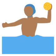 🤽🏾‍♂️ Emoji Hombre Jugando Al Waterpolo: Tono De Piel Oscuro Medio en Twitter Twemoji 13.0.1.