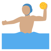 🤽🏽‍♂️ Emoji Homem Jogando Polo Aquático: Pele Morena na Twitter Twemoji 13.0.1.