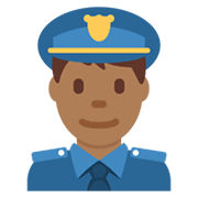 👮🏾‍♂️ Emoji Policial Homem: Pele Morena Escura na Twitter Twemoji 13.0.1.