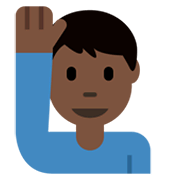 🙋🏿‍♂️ Emoji Hombre Con La Mano Levantada: Tono De Piel Oscuro en Twitter Twemoji 13.0.1.