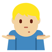 🤷🏼‍♂️ Emoji schulterzuckender Mann: mittelhelle Hautfarbe Twitter Twemoji 13.0.1.