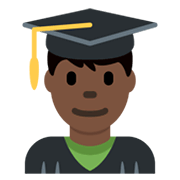 👨🏿‍🎓 Emoji Student: dunkle Hautfarbe Twitter Twemoji 13.0.1.