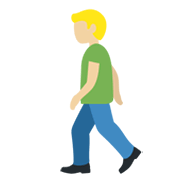🚶🏼‍♂️ Emoji Hombre Caminando: Tono De Piel Claro Medio en Twitter Twemoji 13.0.1.