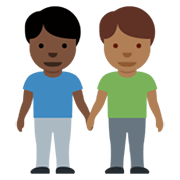 👨🏿‍🤝‍👨🏾 Emoji händchenhaltende Männer: dunkle Hautfarbe, mitteldunkle Hautfarbe Twitter Twemoji 13.0.1.