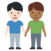 👨🏻‍🤝‍👨🏾 Emoji händchenhaltende Männer: helle Hautfarbe, mitteldunkle Hautfarbe Twitter Twemoji 13.0.1.