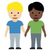 👨🏼‍🤝‍👨🏿 Emoji händchenhaltende Männer: mittelhelle Hautfarbe, dunkle Hautfarbe Twitter Twemoji 13.0.1.
