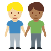 👨🏼‍🤝‍👨🏾 Emoji händchenhaltende Männer: mittelhelle Hautfarbe, mitteldunkle Hautfarbe Twitter Twemoji 13.0.1.