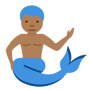 🧜🏾‍♂️ Emoji Sirena Hombre: Tono De Piel Oscuro Medio en Twitter Twemoji 13.0.1.