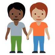 🧑🏿‍🤝‍🧑🏽 Emoji sich an den Händen haltende Personen: dunkle Hautfarbe, mittlere Hautfarbe Twitter Twemoji 13.0.1.