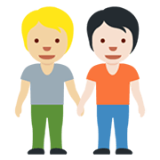 🧑🏼‍🤝‍🧑🏻 Emoji sich an den Händen haltende Personen: mittelhelle Hautfarbe, helle Hautfarbe Twitter Twemoji 13.0.1.