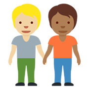 🧑🏼‍🤝‍🧑🏾 Emoji sich an den Händen haltende Personen: mittelhelle Hautfarbe, mitteldunkle Hautfarbe Twitter Twemoji 13.0.1.