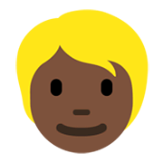👱🏿 Emoji Persona Adulta Rubia: Tono De Piel Oscuro en Twitter Twemoji 13.0.1.