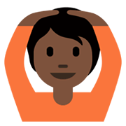 🙆🏿 Emoji Person mit Händen auf dem Kopf: dunkle Hautfarbe Twitter Twemoji 13.0.1.