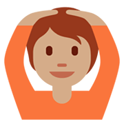 🙆🏽 Emoji Person mit Händen auf dem Kopf: mittlere Hautfarbe Twitter Twemoji 13.0.1.