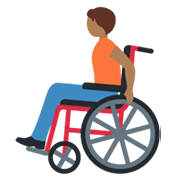 🧑🏾‍🦽 Emoji Person in manuellem Rollstuhl: mitteldunkle Hautfarbe Twitter Twemoji 13.0.1.
