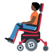 🧑🏿‍🦼 Emoji Person in motorisiertem Rollstuhl: dunkle Hautfarbe Twitter Twemoji 13.0.1.