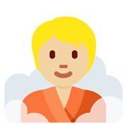 🧖🏼 Emoji Persona En Una Sauna: Tono De Piel Claro Medio en Twitter Twemoji 13.0.1.