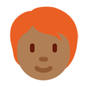 🧑🏾‍🦰 Emoji Erwachsener: mitteldunkle Hautfarbe, rotes Haar Twitter Twemoji 13.0.1.