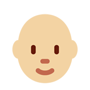 🧑🏼‍🦲 Emoji Persona: Tono De Piel Claro Medio, Sin Pelo en Twitter Twemoji 13.0.1.