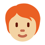 🧑🏼‍🦰 Emoji Persona: Tono De Piel Claro Medio, Pelo Pelirrojo en Twitter Twemoji 13.0.1.