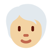 Émoji 🧑🏼‍🦳 Adulte : Peau Moyennement Claire Et Cheveux Blancs sur Twitter Twemoji 13.0.1.