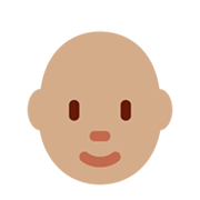 🧑🏽‍🦲 Emoji Erwachsener: mittlere Hautfarbe, Glatze Twitter Twemoji 13.0.1.