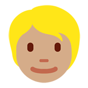 Émoji 👱🏽 Personne Blonde : Peau Légèrement Mate sur Twitter Twemoji 13.0.1.