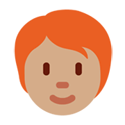 🧑🏽‍🦰 Emoji Persona: Tono De Piel Medio, Pelo Pelirrojo en Twitter Twemoji 13.0.1.