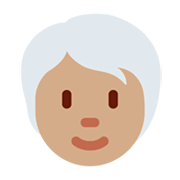 Émoji 🧑🏽‍🦳 Adulte : Peau Légèrement Mate Et Cheveux Blancs sur Twitter Twemoji 13.0.1.