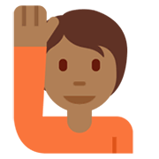 🙋🏾 Emoji Persona Con La Mano Levantada: Tono De Piel Oscuro Medio en Twitter Twemoji 13.0.1.