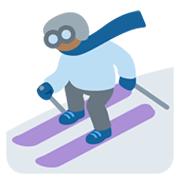 ⛷🏾 Emoji Esquiador, Pele Morena Escura na Twitter Twemoji 13.0.1.