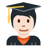 🧑🏻‍🎓 Emoji Student(in): helle Hautfarbe Twitter Twemoji 13.0.1.