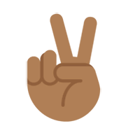 ✌🏾 Emoji Mano Con Señal De Victoria: Tono De Piel Oscuro Medio en Twitter Twemoji 13.0.1.