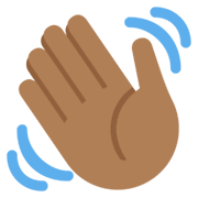 👋🏾 Emoji Mano Saludando: Tono De Piel Oscuro Medio en Twitter Twemoji 13.0.1.