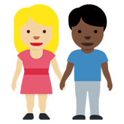 👩🏼‍🤝‍👨🏿 Emoji Mann und Frau halten Hände: mittelhelle Hautfarbe, dunkle Hautfarbe Twitter Twemoji 13.0.1.