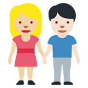 👩🏼‍🤝‍👨🏻 Emoji Mujer Y Hombre De La Mano: Tono De Piel Claro Medio Y Tono De Piel Claro en Twitter Twemoji 13.0.1.