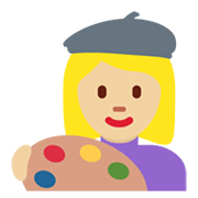 👩🏼‍🎨 Emoji Artista Mujer: Tono De Piel Claro Medio en Twitter Twemoji 13.0.1.