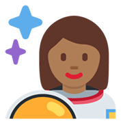 👩🏾‍🚀 Emoji Astronauta Mujer: Tono De Piel Oscuro Medio en Twitter Twemoji 13.0.1.