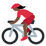 Émoji 🚴🏿‍♀️ Cycliste Femme : Peau Foncée sur Twitter Twemoji 13.0.1.