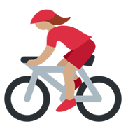 🚴🏽‍♀️ Emoji Mulher Ciclista: Pele Morena na Twitter Twemoji 13.0.1.