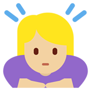 🙇🏼‍♀️ Emoji Mujer Haciendo Una Reverencia: Tono De Piel Claro Medio en Twitter Twemoji 13.0.1.