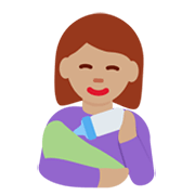 👩🏽‍🍼 Emoji Mujer Que Alimenta Al Bebé: Tono De Piel Medio en Twitter Twemoji 13.0.1.