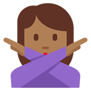 🙅🏾‍♀️ Emoji Mujer Haciendo El Gesto De «no»: Tono De Piel Oscuro Medio en Twitter Twemoji 13.0.1.