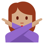 🙅🏽‍♀️ Emoji Mujer Haciendo El Gesto De «no»: Tono De Piel Medio en Twitter Twemoji 13.0.1.