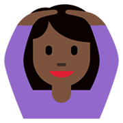 🙆🏿‍♀️ Emoji Frau mit Händen auf dem Kopf: dunkle Hautfarbe Twitter Twemoji 13.0.1.