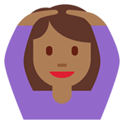 🙆🏾‍♀️ Emoji Frau mit Händen auf dem Kopf: mitteldunkle Hautfarbe Twitter Twemoji 13.0.1.