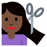 💇🏿‍♀️ Emoji Frau beim Haareschneiden: dunkle Hautfarbe Twitter Twemoji 13.0.1.